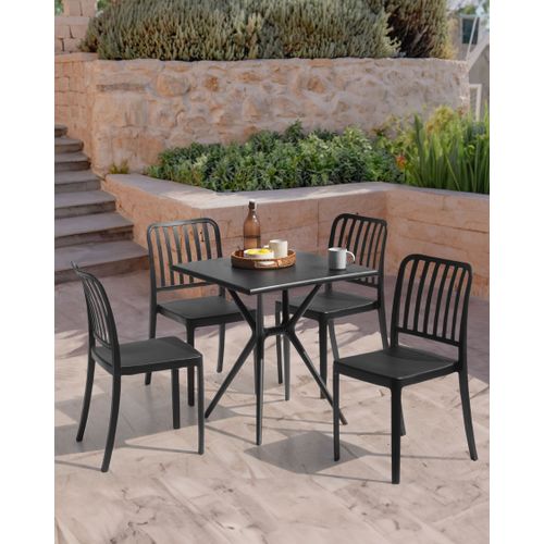 Lot De 4 Chaises De Jardin Sersale Matière Synthétique Noir