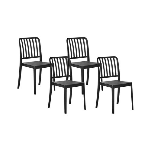 Lot De 4 Chaises De Jardin Sersale Matière Synthétique Noir