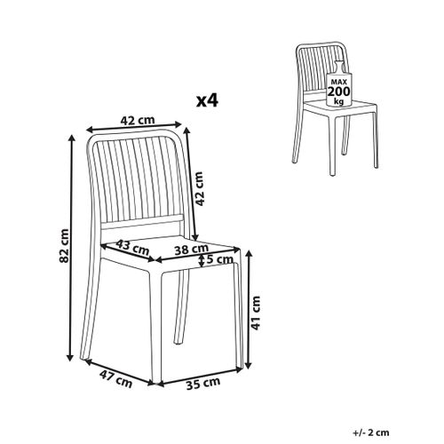 Lot De 4 Chaises De Jardin Sersale Matière Synthétique Noir