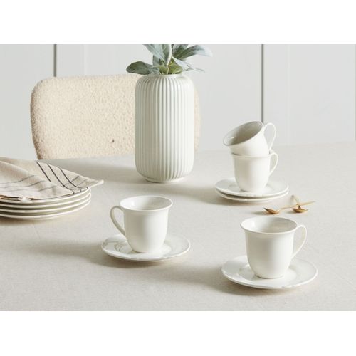 Lot De 8 Tasses Avec Soucoupes Elderberry Porcelaine Blanc
