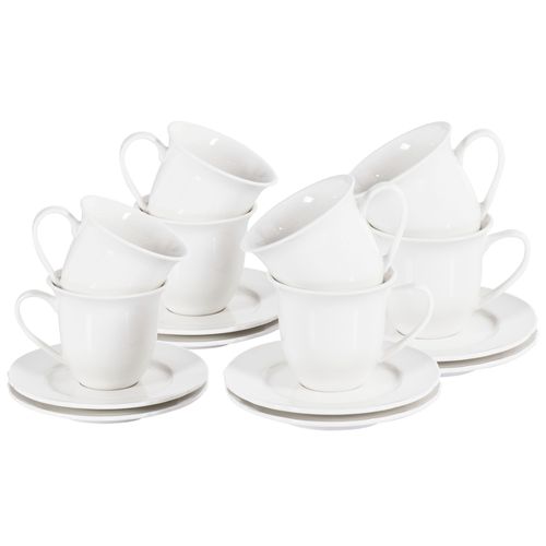 Lot De 8 Tasses Avec Soucoupes Elderberry Porcelaine Blanc