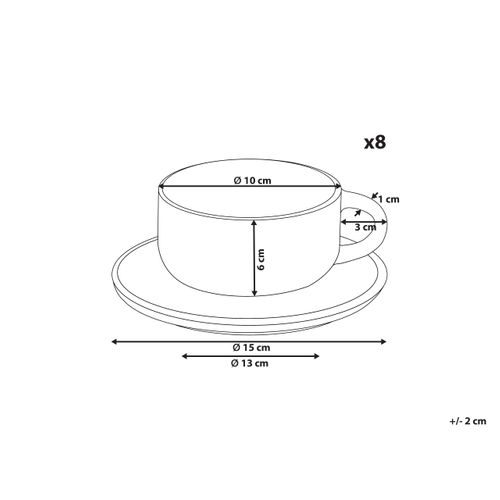 Lot De 8 Tasses Avec Soucoupes Sesame Grès Blanc Cassé