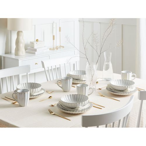 Lot De 8 Assiettes Creuses Nettle Grès Blanc Cassé