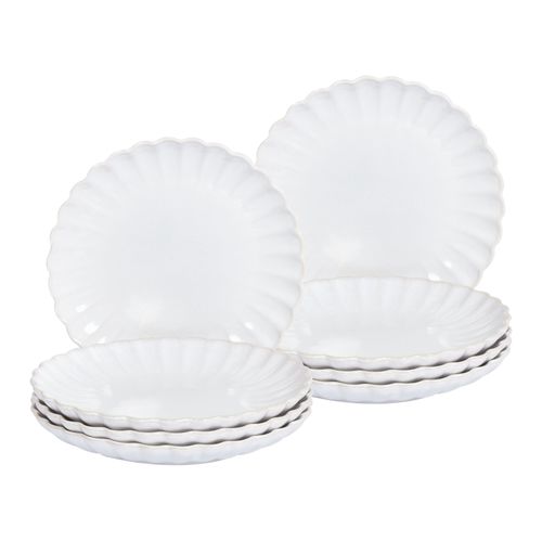 Lot De 8 Assiettes à Dessert Nettle Grès Blanc Cassé