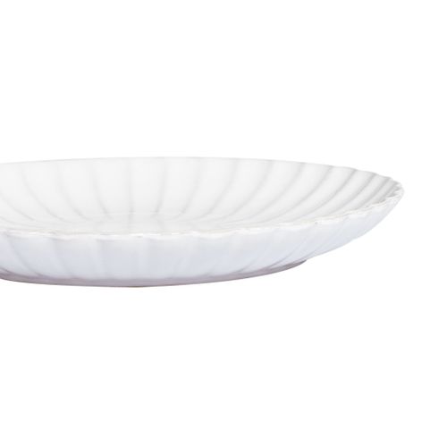 Lot De 8 Assiettes Plates Nettle Grès Blanc Cassé