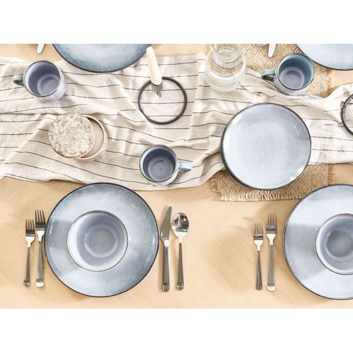 Lot De 8 Assiettes Plates Juniper Grès Bleu Clair