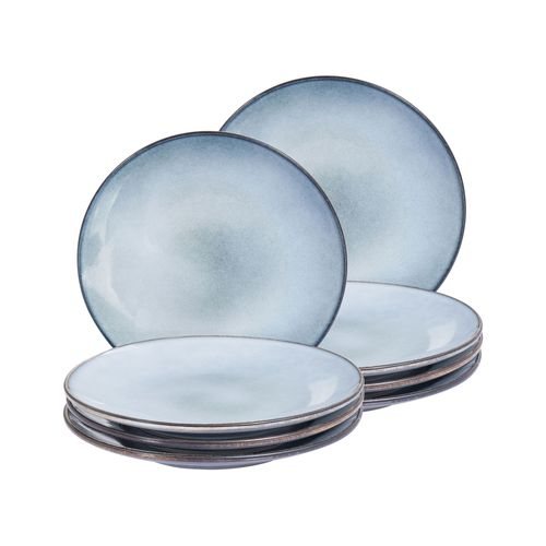 Lot De 8 Assiettes Plates Juniper Grès Bleu Clair