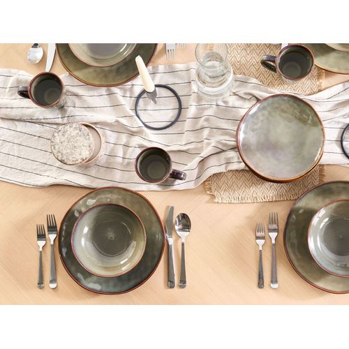 Lot De 8 Assiettes à Dessert Thyme Grès Vert Foncé