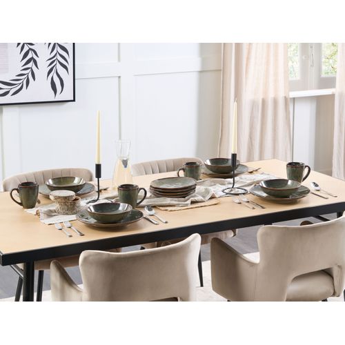 Lot De 8 Assiettes Plates Thyme Grès Vert Foncé