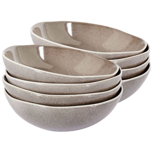 Lot De 8 Assiettes Creuses Costmary Grès Gris