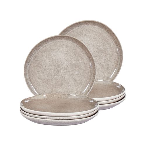 Lot De 8 Assiettes Plates Costmary Grès Gris