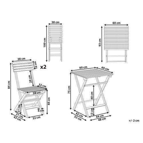 Ensemble Pour Bistro Pliant Solarolo Bois D'acacia Certifié Marron