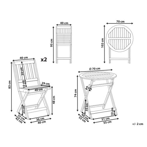 Ensemble Pour Bistro Pliant Febbio Bois D'acacia Certifié Marron