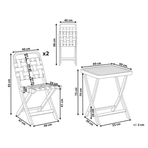 Ensemble Pour Bistro Pliant Calciano Bois D'acacia Certifié Marron