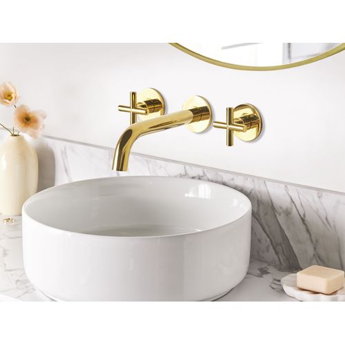 Robinet De Lavabo Mural Kaieteur Laiton Doré