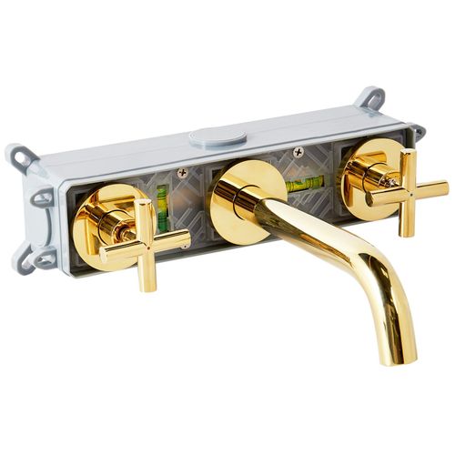 Robinet De Lavabo Mural Kaieteur Laiton Doré