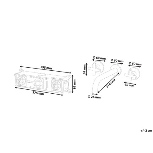 Robinet De Lavabo Mural Kaieteur Laiton Doré