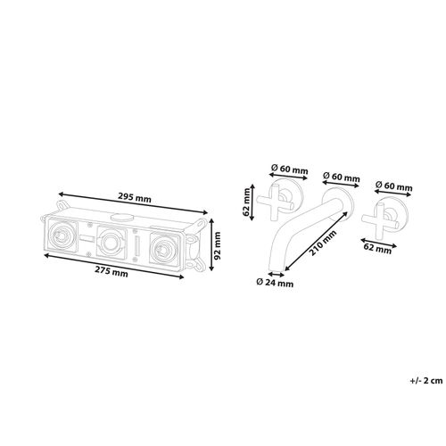 Robinet De Lavabo Mural Kaieteur Laiton Doré