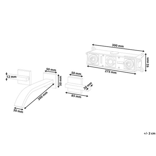 Robinet De Lavabo Mural Berraco Laiton Doré