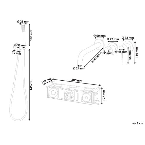 Robinet De Douche Mural Javira Argenté