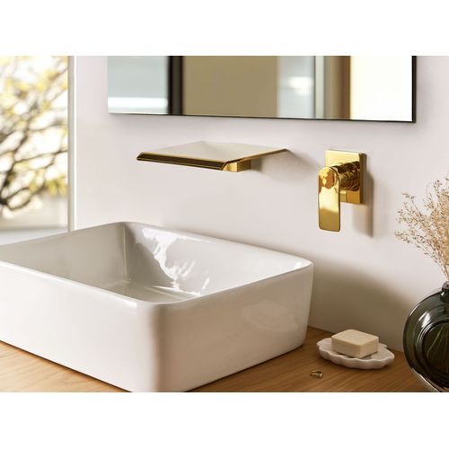 Robinet De Lavabo Mural Aponwao Laiton Doré