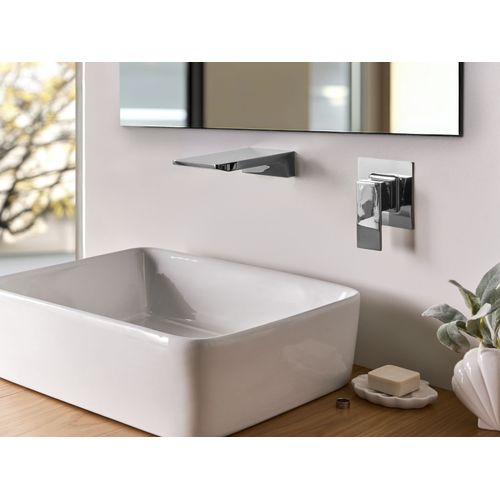 Robinet De Lavabo Mural Karuay Laiton Argenté