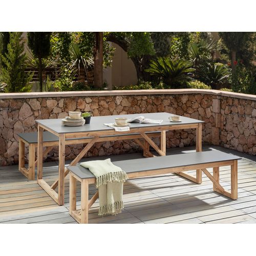 Salle à Manger De Jardin Avec Bancs Notteri Béton Gris