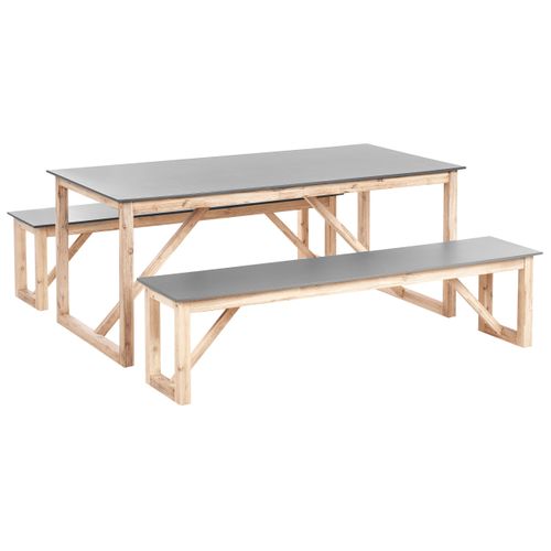 Salle à Manger De Jardin Avec Bancs Notteri Béton Gris