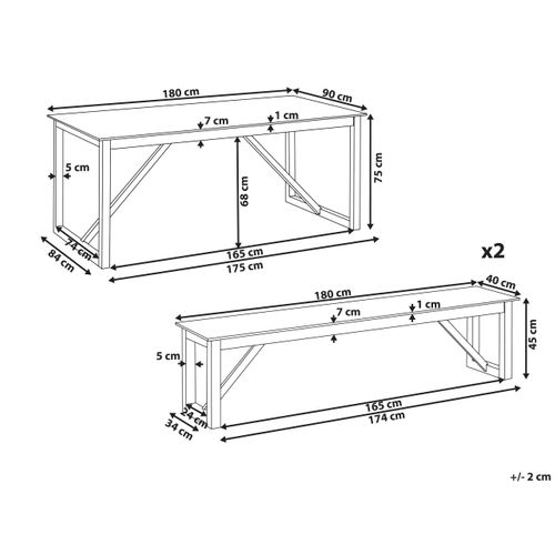 Salle à Manger De Jardin Avec Bancs Notteri Béton Gris