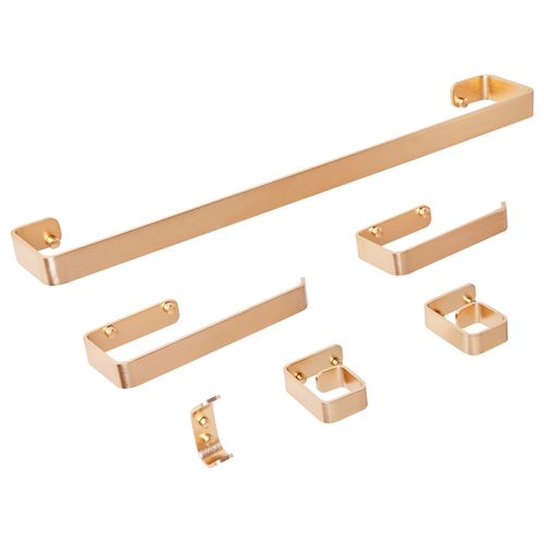 Lot De 6 Pièces De Quincaillerie Pour Salle De Bain Avec Porte-serviettes Et Crochets Métal Doré