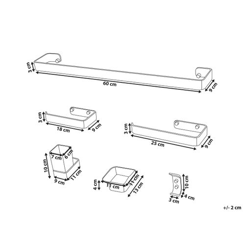 Lot De 6 Pièces De Quincaillerie Pour Salle De Bain Avec Porte-serviettes Et Crochets Métal Doré