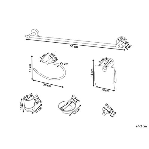 Lot De 6 Pièces De Quincaillerie Pour Salle De Bain Zaruma Avec Porte-serviettes Et Crochets Noir