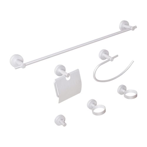 Lot De 6 Pièces De Quincaillerie Pour Salle De Bain Zaruma Avec Porte-serviettes Et Crochets Argenté