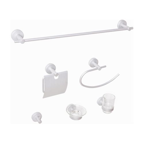 Lot De 6 Pièces De Quincaillerie Pour Salle De Bain Zaruma Avec Porte-serviettes Et Crochets Argenté