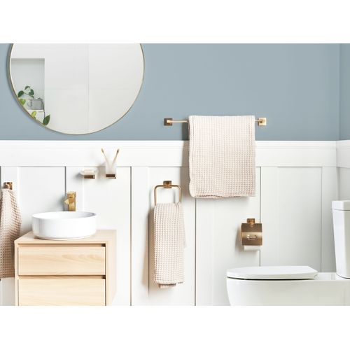 Lot De 6 Pièces De Quincaillerie Pour Salle De Bain Uvita Avec Porte-serviettes Et Crochets Doré