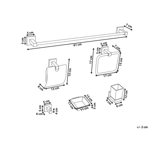 Lot De 6 Pièces De Quincaillerie Pour Salle De Bain Uvita Avec Porte-serviettes Et Crochets Doré