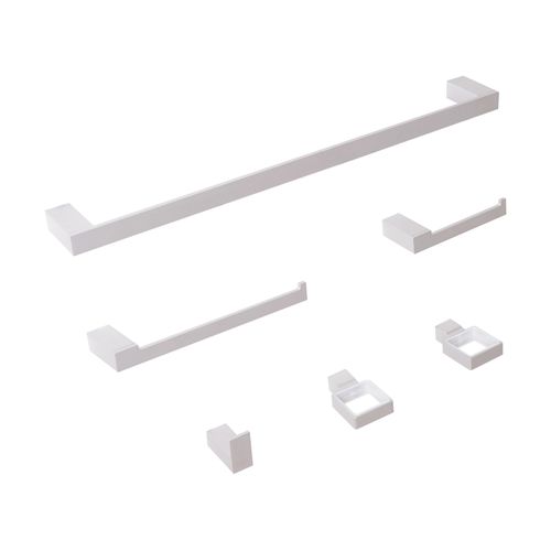 Lot De 6 Pièces De Quincaillerie Pour Salle De Bain Tumaco Avec Porte-serviettes Et Crochets Argenté