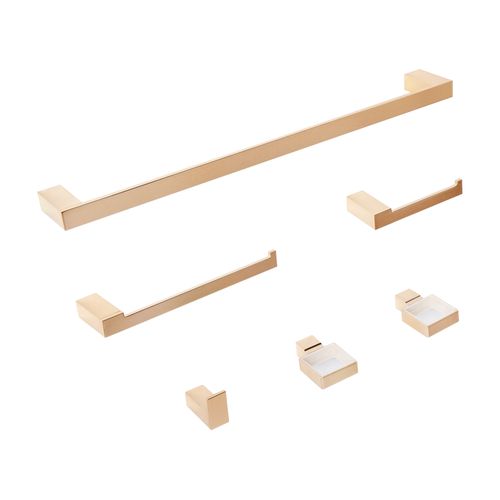 Lot De 6 Pièces De Quincaillerie Pour Salle De Bain Tumaco Avec Porte-serviettes Et Crochets Doré