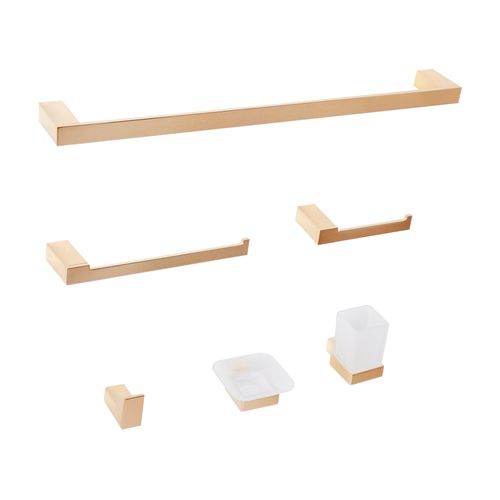 Lot De 6 Pièces De Quincaillerie Pour Salle De Bain Tumaco Avec Porte-serviettes Et Crochets Doré