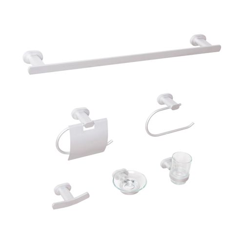 Lot De 6 Pièces De Quincaillerie Pour Salle De Bain Avec Porte-serviettes Et Crochets Argenté