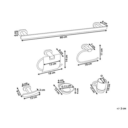 Lot De 6 Pièces De Quincaillerie Pour Salle De Bain Avec Porte-serviettes Et Crochets Argenté