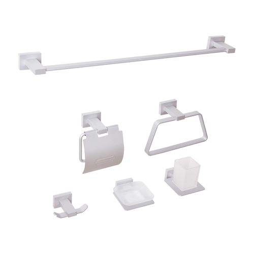 Lot De 6 Pièces De Quincaillerie Pour Salle De Bain Avec Porte-serviettes Et Crochets Argenté