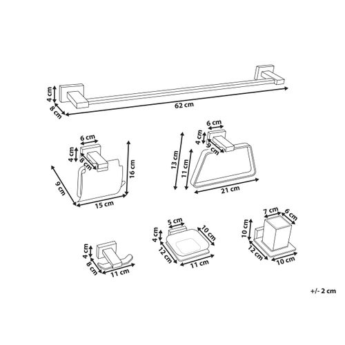 Lot De 6 Pièces De Quincaillerie Pour Salle De Bain Riohacha Avec Porte-serviettes Et Crochets Doré