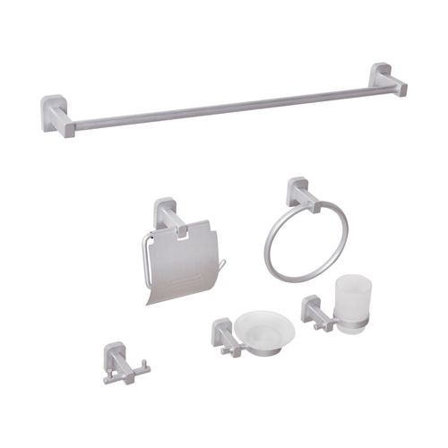 Lot De 6 Pièces De Quincaillerie Pour Salle De Bain Pocone Avec Porte-serviettes Et Crochets Argenté