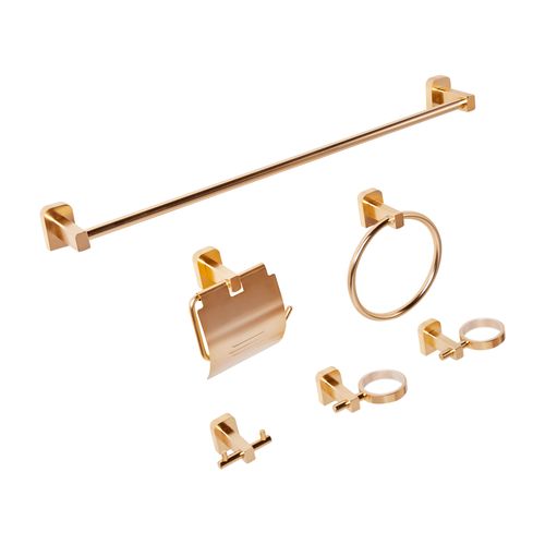Lot De 6 Pièces De Quincaillerie Pour Salle De Bain Pocone Avec Porte-serviettes Et Crochets Doré