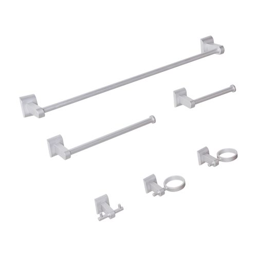 Lot De 6 Pièces De Quincaillerie Pour Salle De Bain Talara Avec Porte-serviettes Et Crochets Argenté