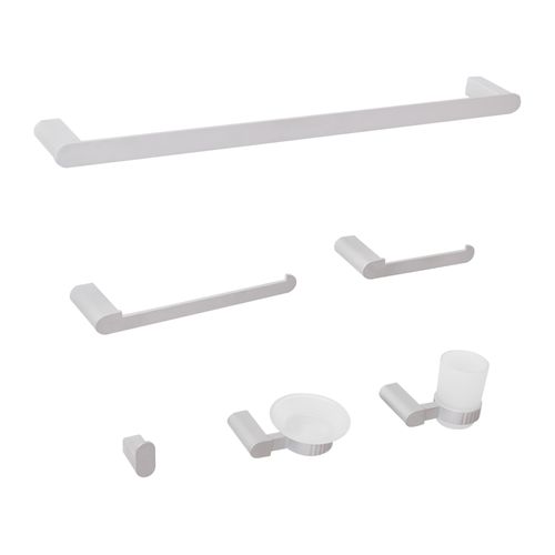 Lot De 6 Pièces De Quincaillerie Pour Salle De Bain Avec Porte-serviettes Et Crochets Argenté