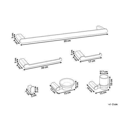 Lot De 6 Pièces De Quincaillerie Pour Salle De Bain Avec Porte-serviettes Et Crochets Argenté
