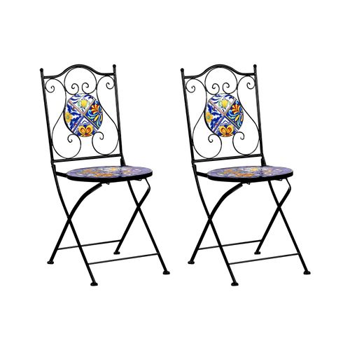 Lot De 2 Chaises De Jardin Coriano Pliant Métal Noir