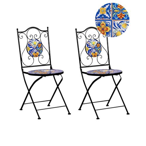 Lot De 2 Chaises De Jardin Coriano Pliant Métal Noir